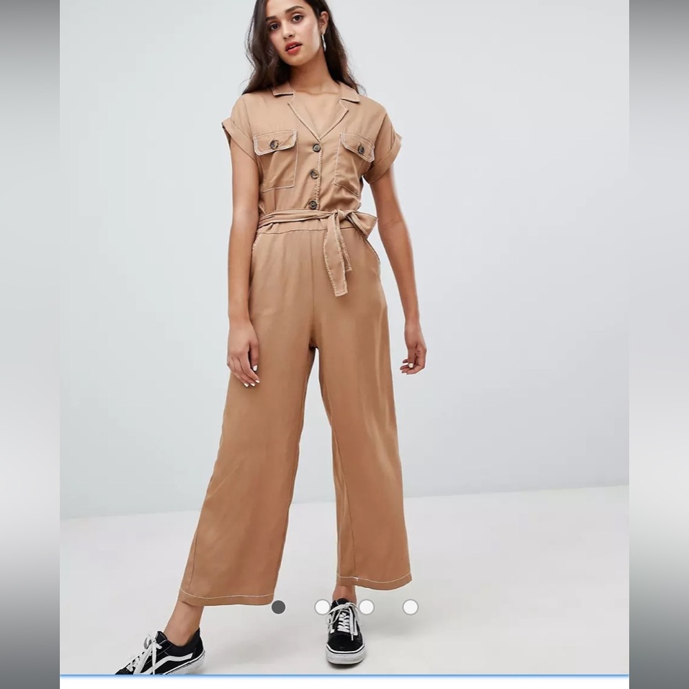 Bershka • Full Length Tan Jumpsuit Coveralls